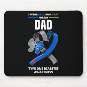 Tapis De Souris Je porte le bleu et le gris pour mon papa Diabète