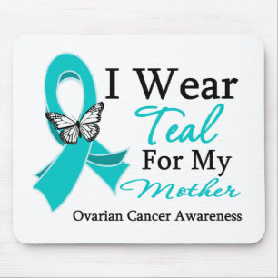 Tapis De Souris Je porte le Cancer ovarien de mère turquoise de