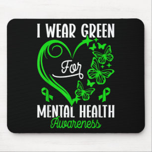 Tapis De Souris Je Porte Le Papillon Vert Pour La Sensibilisation