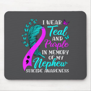 Tapis De Souris Je porte le sarcelle violet en mémoire du suicide 