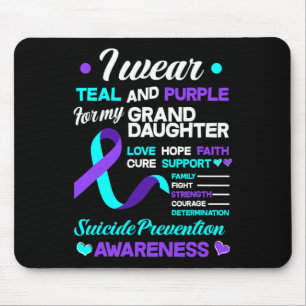 Tapis De Souris Je Porte Le Suicide Turquoise Et Violet Pour Ma Gr