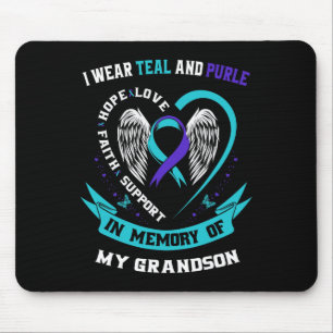 Tapis De Souris Je porte le Turquoise et le violet pour mon petit-