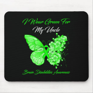 Tapis De Souris Je Porte Le Vert Pour Mon Oncle Handicap Cerveau C