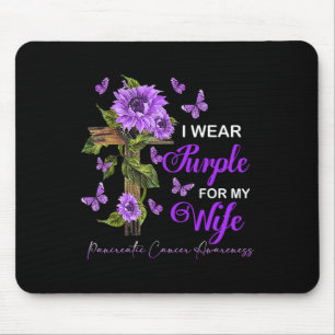 Tapis De Souris Je porte le violet pour ma femme Pancreatic Cancer