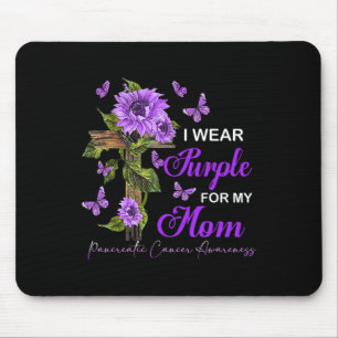 Tapis De Souris Je porte le violet pour ma maman Pancreatic Cancer