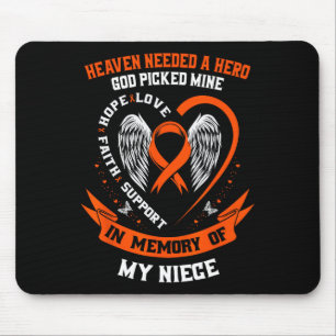 Tapis De Souris Je porte Orange en mémoire de ma nièce Leukemia Aw