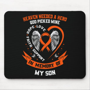 Tapis De Souris Je porte Orange en mémoire de mon fils Leukemia La