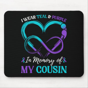 Tapis De Souris Je Porte Turquoise & ; Violet En Mémoire De Mon