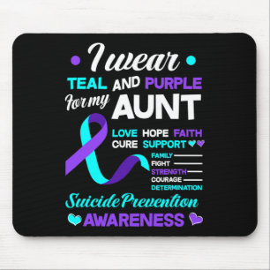 Tapis De Souris Je porte Turquoise et pourpre pour ma tante Suicid