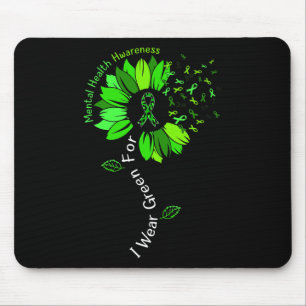 Tapis De Souris Je Porte Vert Pour Sensibilisation À La Santé Ment