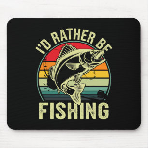 Tapis De Souris Je préférerais être Pêche Retro Vintage Fisher