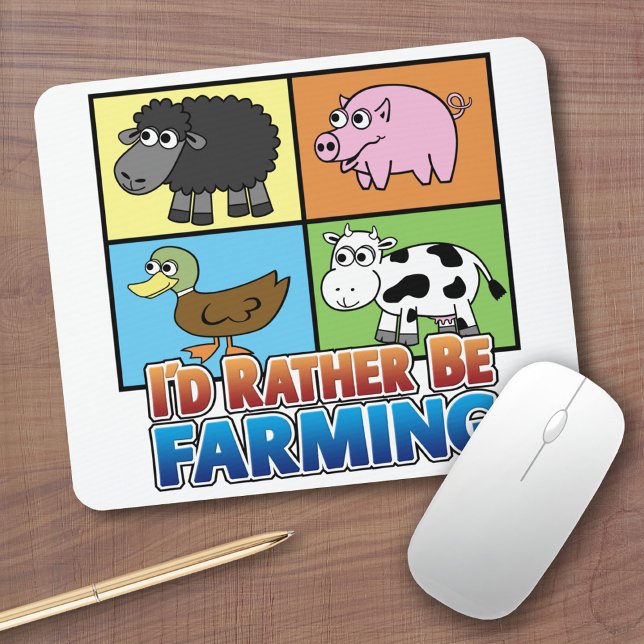 Tapis De Souris Je préférerais faire de l'agriculture ! (Agricultu (Cute Farm Animal Mousepad)