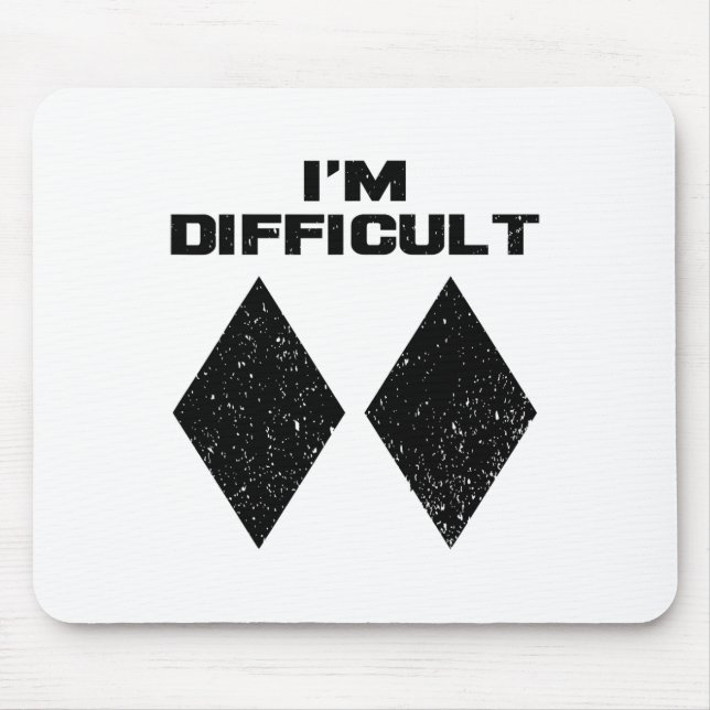 Tapis De Souris Je suis difficile Funny Double Diamants Noirs Ski  (Devant)