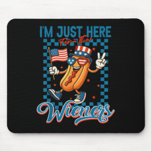 Tapis De Souris Je suis juste ici pour les saucisses drôle 4 juill