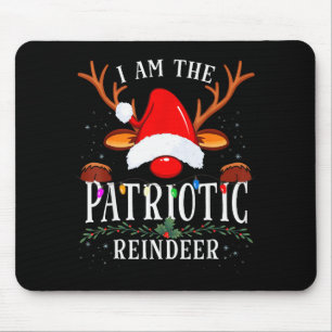 Tapis De Souris Je suis la famille de Noël de renne patriotique