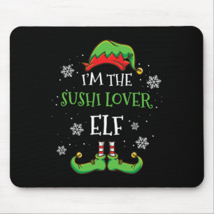 Tapis De Souris Je suis l'elfe amateur de sushi de Noël