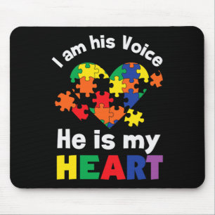 Tapis De Souris Je Suis Sa Voix Il Est Mon Coeur Sensibilisation s