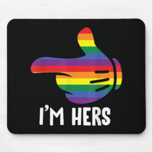 Tapis De Souris Je suis son couple lesbien arc-en-ciel drôle LGBT