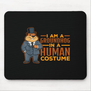 Tapis De Souris Je suis un marmotte dans un costume humain Joyeux