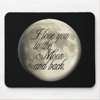 Tapis De Souris Je t'aime au lunaire réaliste de lune et de dos