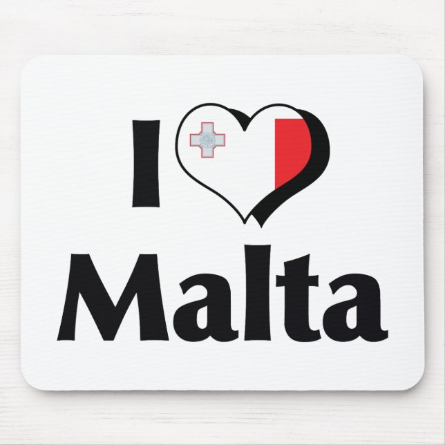 Tapis De Souris Je T'aime Drapeau Malte (Devant)