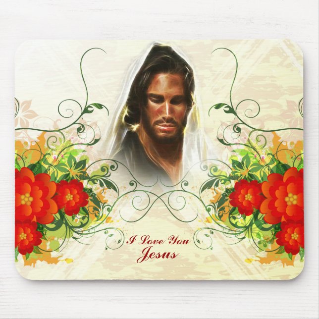 Tapis De Souris Je t'aime Jésus / Art Abstrait 42A Mousepad (Devant)