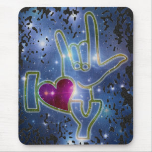 Tapis De Souris JE T'AIME/langue des signes