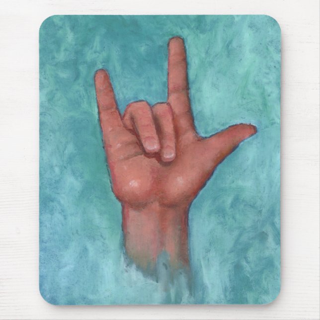 Tapis De Souris Je t'aime : Langue des signes américaine : Main (Devant)