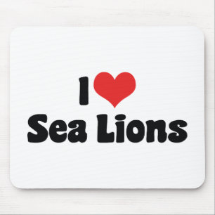 Tapis De Souris Je t'aime Lions de mer à coeur