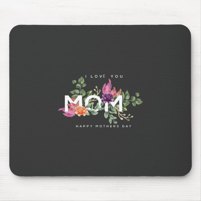 Tapis De Souris Je t'aime Maman Design Floral (Devant)