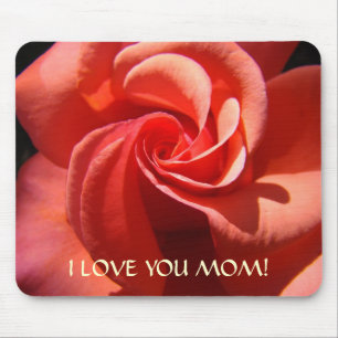 Tapis De Souris JE T'AIME MAMAN ! Fleur rose de mères de Mousepad
