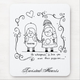 Tapis De Souris Je t'aime plus que des pepperoni, TwistedHearts