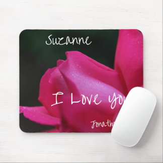 Tapis De Souris Je t'aime Red Rosebud Personnalisé