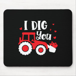 Tapis De Souris Je t'aime Tracteur Construction Cœur Amoureux Sain