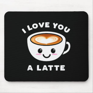 Tapis De Souris Je t'aime un Latte Drôle Mignon Café Cœur Valenti