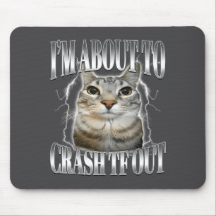 Tapis De Souris Je vais m'écraser Drôle de chat qui fixe Brainrot