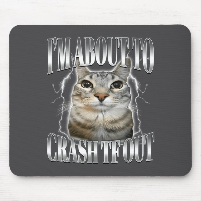 Tapis De Souris Je vais m'écraser Drôle de chat qui fixe Brainrot  (Devant)