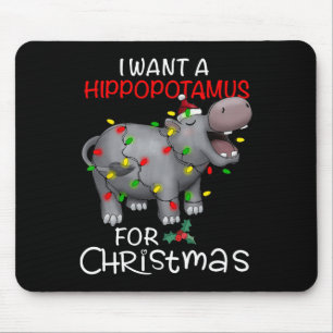 Tapis De Souris Je veux un hippopotame pour Noël Xmas Hippo Pour