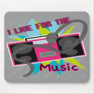Tapis De Souris Je vis pour la musique Mousepad