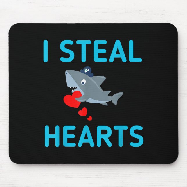 Tapis De Souris Je vole des coeurs Saint-Valentin Requin  (Devant)