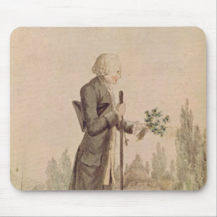 Tapis De Souris Jean-Jacques Rousseau recueillant des herbes