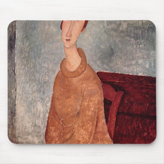 Tapis De Souris Jeanne Hebuterne dans un pullover jaune, 1918-19 (Devant)
