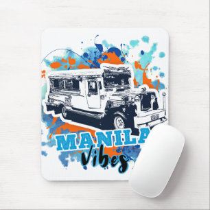 Tapis De Souris Jeepney Manila Vibes Blue Orange