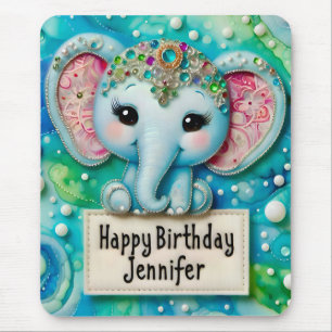 Tapis De Souris JENNIFER ~ ELEPHANT BLEU ~ Mousepad