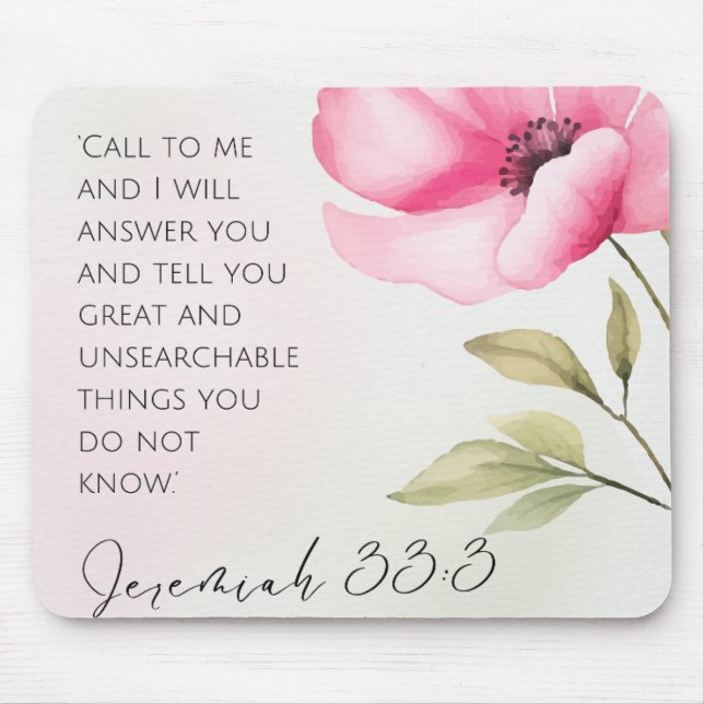 Tapis De Souris Jeremiah 33:3 Rose Rose Coeur Souris Pad (Devant)