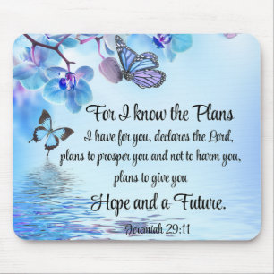 Tapis De Souris Jérémie 29:11 Orchidées tropicales Papillon Bible