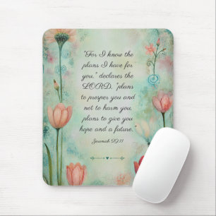 Tapis De Souris Jérémie 29:11 Verset biblique aquarelle florale