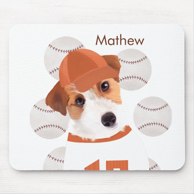 Tapis De Souris Jersey de baseball de chien Jack Russell personnal (Devant)