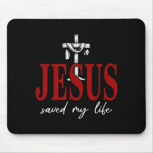 Tapis De Souris Jésus a sauvé ma vie Croix Foi Chrétien Religieux