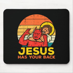 Tapis De Souris Jésus a ton dos - Retro Sunset Jésus lutte